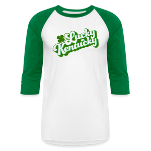 Lucky in Kentucky Kelly Green Baseball T-Shirt - white/kelly green