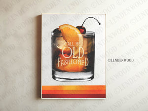 Call Me Old Fashioned Retro Cocktail Art Print