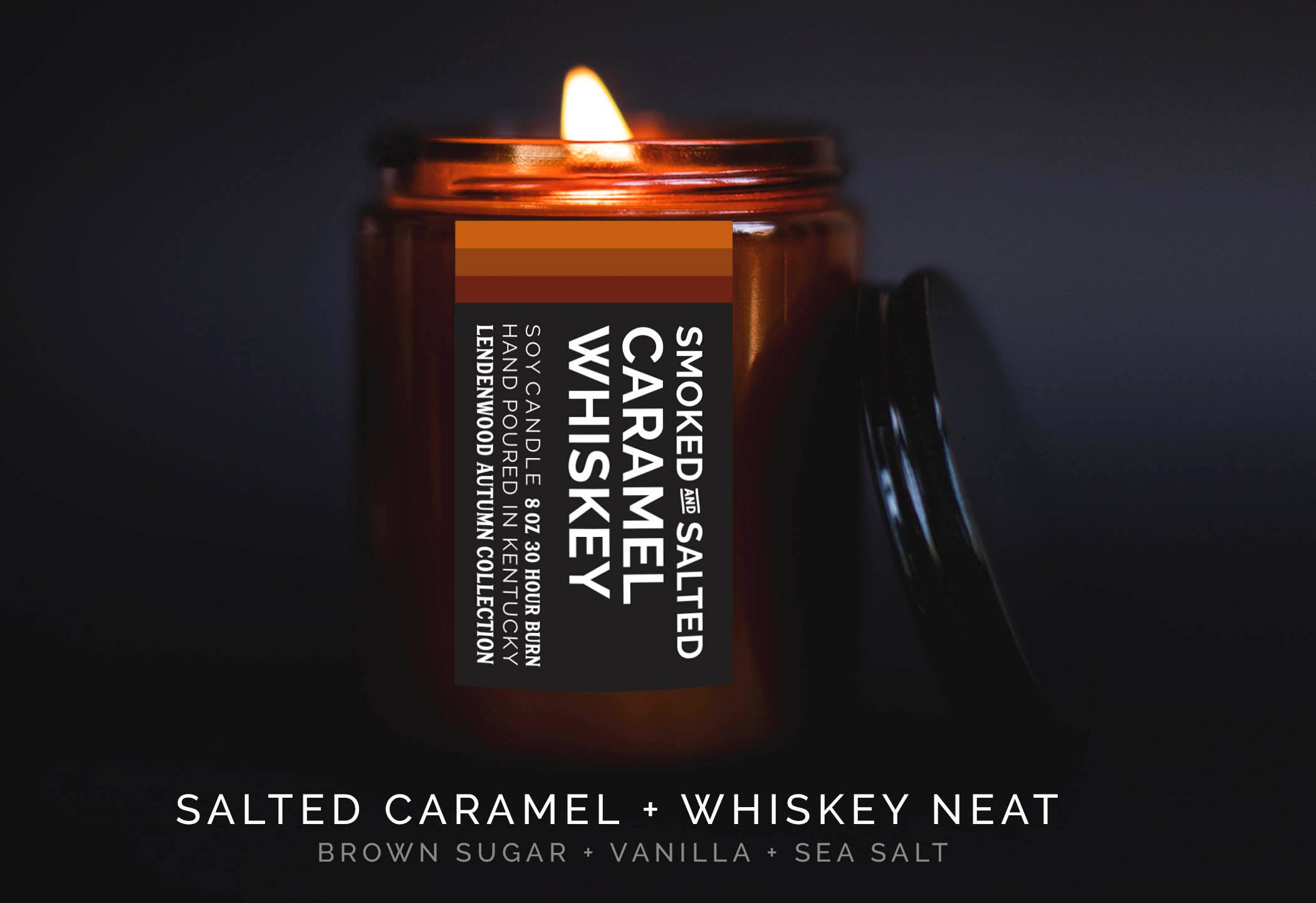 Smoked and Salted Caramel Whiskey Scented Fall Candle