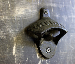 Cold Beer Here: Wood Bottle Opener
