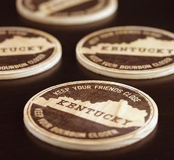 Kentucky Bourbon | Wood Coasters | Set of 4