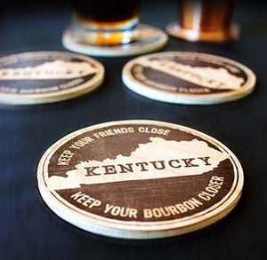 Kentucky Bourbon | Wood Coasters | Set of 4