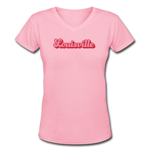 Women's Pink V-Neck Louisville T-Shirt - pink